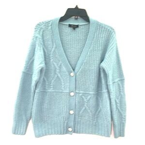WITTY FOX Cable Knit Cardigan Sky Blue with Gorgeous Buttons Size S